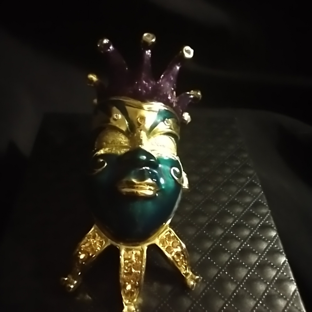 Jester Jeweled Enamel HingedTrinket Box.